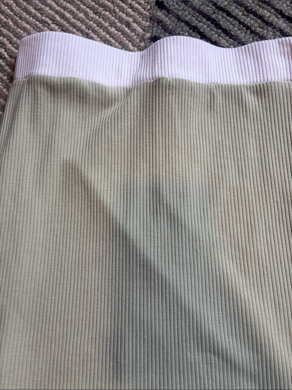 Le Lis Sage Green Ribbed Mini Skirt with White Center Panel - Picture 5 of 5